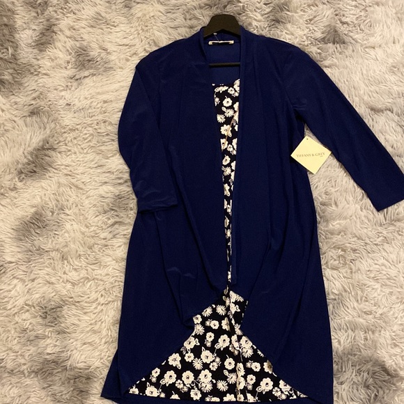 Tiffany&Grey blue and white print floral dress , S and it fits M - Picture 5 of 8